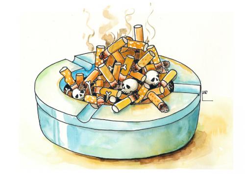 Cartoon: Anti tobacco 3 (medium) by LAP tagged skull,ash,tray,anti,tobacco,cigarette,smoke