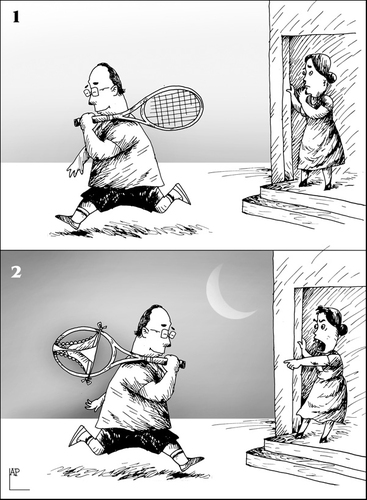 Cartoon: Underwear Tennis (medium) by LAP tagged tennis,panties,wife,husband,sport,underwear