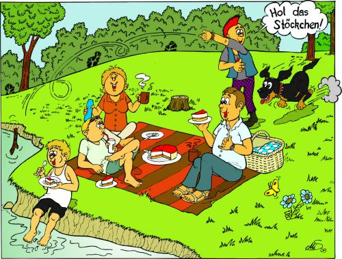 Cartoon: Picknick im Park (medium) by MiS09 tagged freizeit,hund,rücksicht,park,picknick