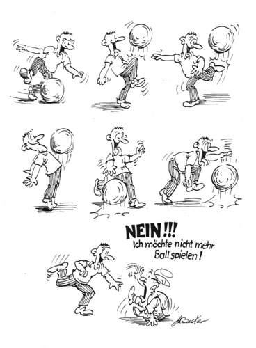 Cartoon: Ball spielen (medium) by Michael Becker tagged ball,spieler,handball,fußball,schießen,rollen,werfen