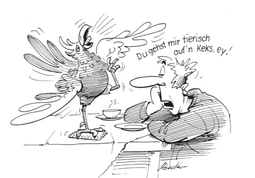 Cartoon: Der Keks (medium) by Michael Becker tagged nerven,tierisch,keks,stress,spruch,jammern