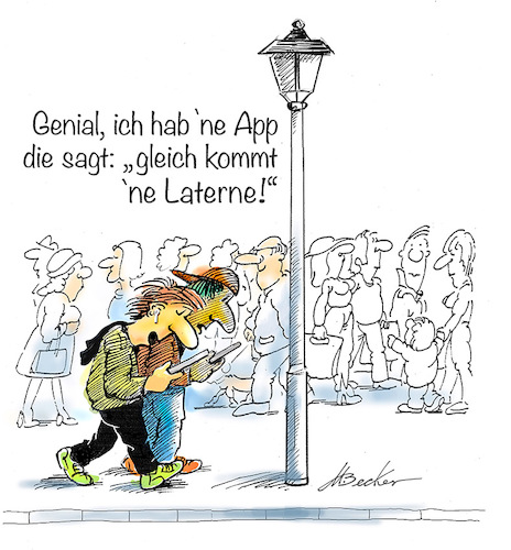 Cartoon: Hilfreiche App? (medium) by Michael Becker tagged handy,smartphone,app,ablenkung