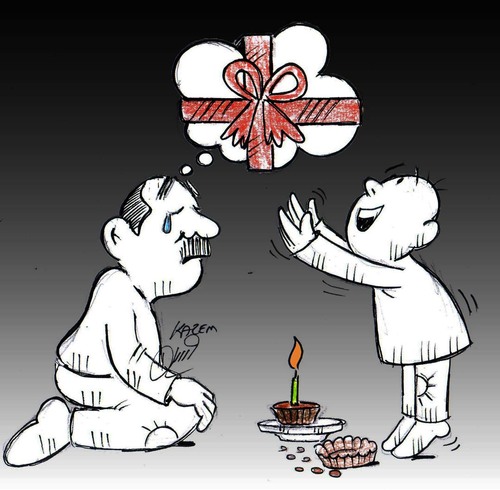 Cartoon: birth day (medium) by Hossein Kazem tagged birth,day