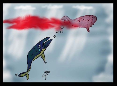 Cartoon: blue whale (medium) by Hossein Kazem tagged blue,whale