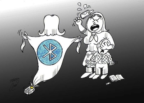 Cartoon: bluetooth (medium) by Hossein Kazem tagged bluetooth