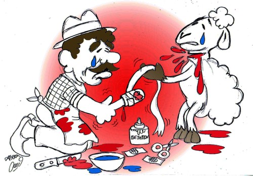 Cartoon: butcher (medium) by Hossein Kazem tagged butcher