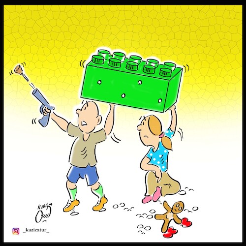 Cartoon: children in war (medium) by Hossein Kazem tagged children,in,war