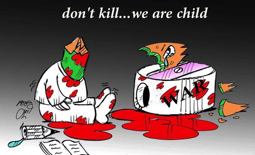 Cartoon: dont kill we are child (medium) by Hossein Kazem tagged dont,kill,we,are,child