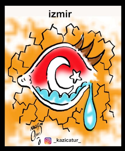 Cartoon: earthquake in izmir (medium) by Hossein Kazem tagged earthquake,in,izmir