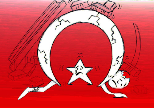 Cartoon: earthquake in turkey (medium) by Hossein Kazem tagged earthquake,in,turkey