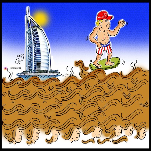 Cartoon: hair dance and trump (medium) by Hossein Kazem tagged hair,dance,and,trump