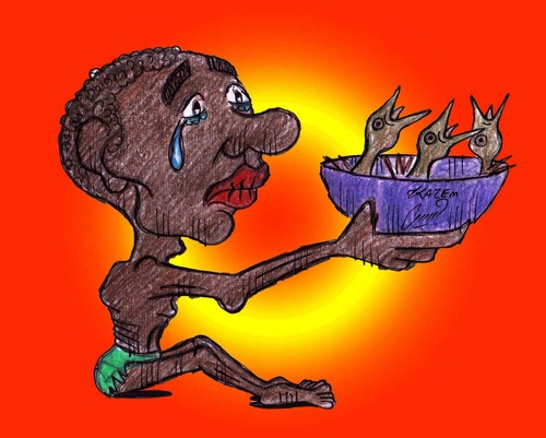 Cartoon: hunger (medium) by Hossein Kazem tagged hunger