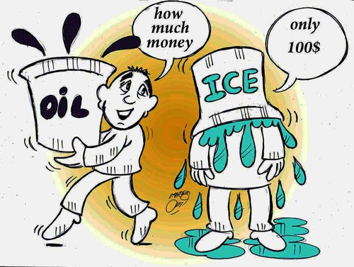 Cartoon: ice and oil (medium) by Hossein Kazem tagged ice,and,oil