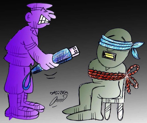 Cartoon: Interrogator (medium) by Hossein Kazem tagged interrogator