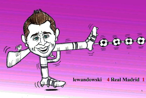 Cartoon: lewandowski 4 real madrid 1 (medium) by Hossein Kazem tagged lewandowski,real,madrid