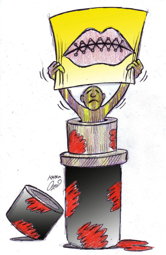 Cartoon: Lipstick (medium) by Hossein Kazem tagged lipstick