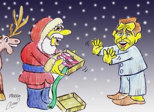 Cartoon: merry_christmas_bush (medium) by Hossein Kazem tagged merry,christmas,bush