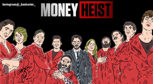 Cartoon: money heist (medium) by Hossein Kazem tagged money,heist