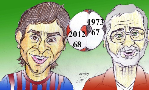 Cartoon: muller and messi (medium) by Hossein Kazem tagged muller,and,messi