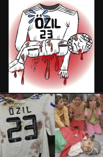Cartoon: ozil and gaza (medium) by Hossein Kazem tagged ozil,and,gaza