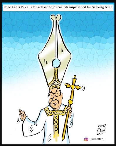 Cartoon: pope leo XIV (medium) by Hossein Kazem tagged pope,leo,xiv