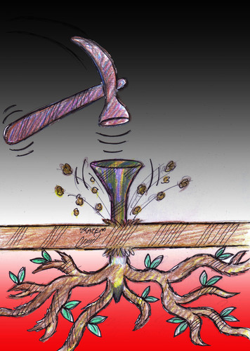 Cartoon: root (medium) by Hossein Kazem tagged root