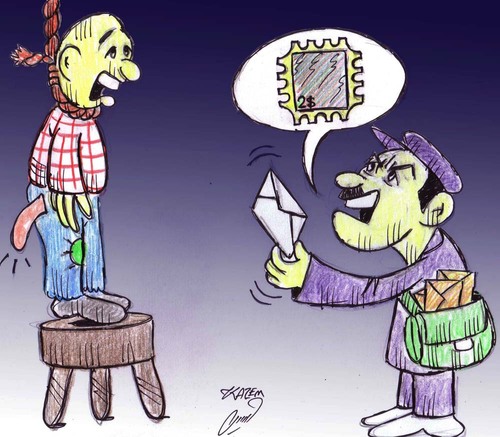 Cartoon: stamp (medium) by Hossein Kazem tagged stamp