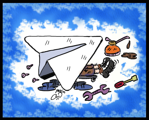 Cartoon: telegram (medium) by Hossein Kazem tagged telegram