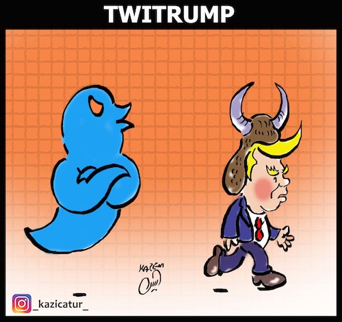 Cartoon: trump and twitter (medium) by Hossein Kazem tagged trump,and,twitter