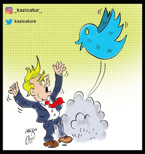 Cartoon: trump twitter (medium) by Hossein Kazem tagged trump,twitter