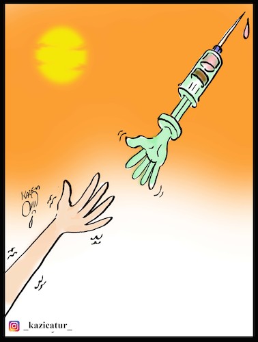 Cartoon: vaccine for us (medium) by Hossein Kazem tagged vaccine,for,us