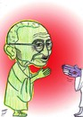 Cartoon: mahatma gandhi (small) by Hossein Kazem tagged mahatma gandhi