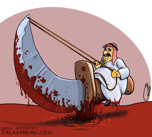 Cartoon: Crime in Bahrain (medium) by goodarzi tagged crime,bahrain,arab,arabi,al,khalifa,swords,blood,ruling,arabia,king,abdullah,awakening,islamic,oppression