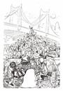 Cartoon: Entwurfszeichnung NEW AGE (small) by kunstkai tagged kunstkai,kai,kretzschmar,neues,zeitalter,politik,obdachlosigkeit,obdachlose,penner,rand,der,gesellschaft,metropole,arm,reich,schere,müll,pappkarton,haus,brücke