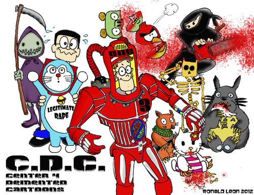 Cartoon: CDC  CENTER 4 Demented Cartoons (medium) by DaD O Matic tagged cdc,cooties,gore