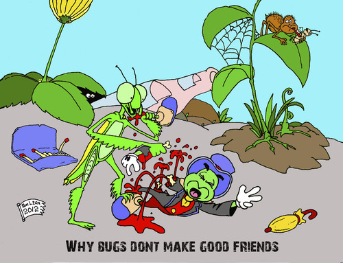Cartoon: U.S.....Insects (medium) by DaD O Matic tagged mantis,bugs,insects,cricket,jimminy