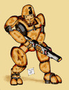 Cartoon: Mechanized Drone Trooper (small) by DaD O Matic tagged war,money,corporation,video,game