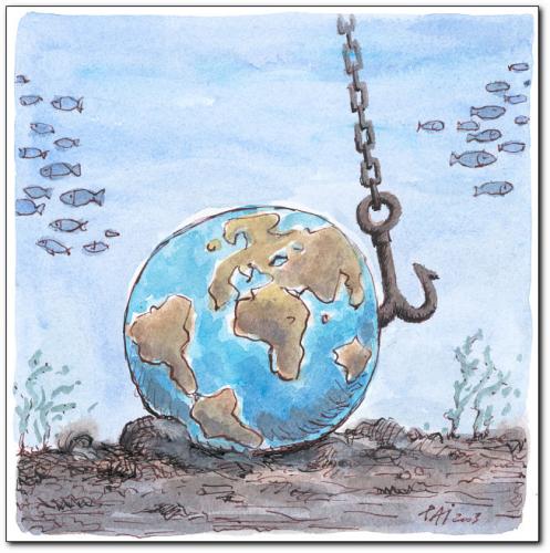 Cartoon: earth (medium) by penapai tagged anchor,weltkugel,welt,erde,anker,wasser,umwelt,natur