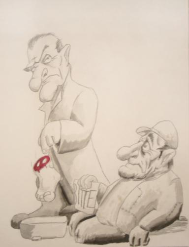 Cartoon: Bitte! (medium) by philipolippi tagged bettler,fuß