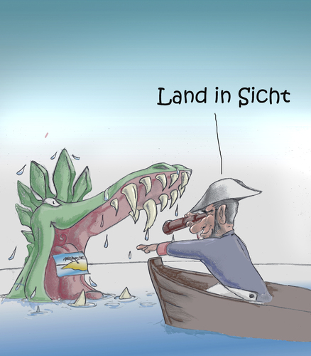 Cartoon: Schöne Aussichten (medium) by philipolippi tagged monster,kapitän,schiff,see,meer,insel