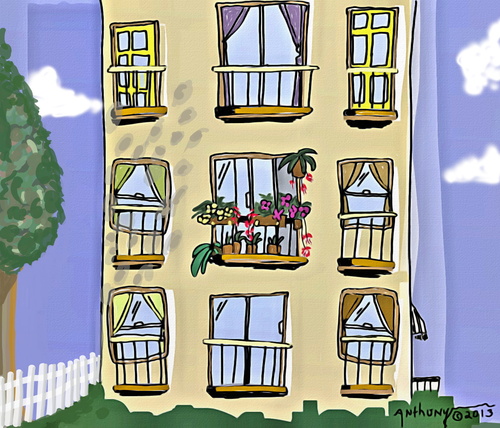 Cartoon: Apartment life (medium) by tonyp tagged arp,arptoons,wacom,cartoons,tree,trees