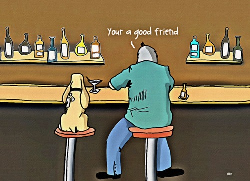 Cartoon: Bar Buddy (medium) by tonyp tagged arp,tonyp,arptoons,bar,buddy,bailey,dog