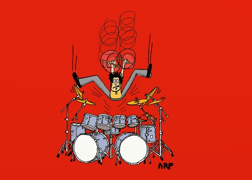 Cartoon: Crazy Drummer (medium) by tonyp tagged arp,drums,drummer,crazy,music