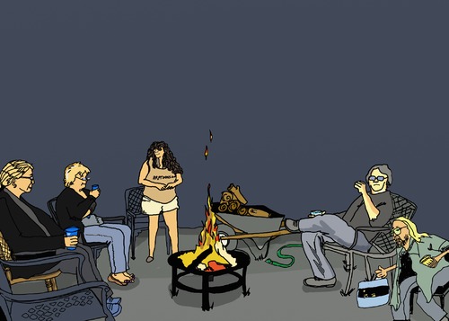 Cartoon: Fire Pit version no.1 (medium) by tonyp tagged arp,fire,night,friends,arptoons