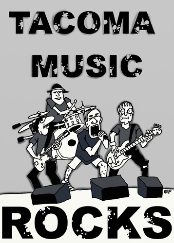 Cartoon: LITTLE ROCK BAND POSTER (medium) by tonyp tagged arp,poster,little,band,music,guitar,drums,arptoons