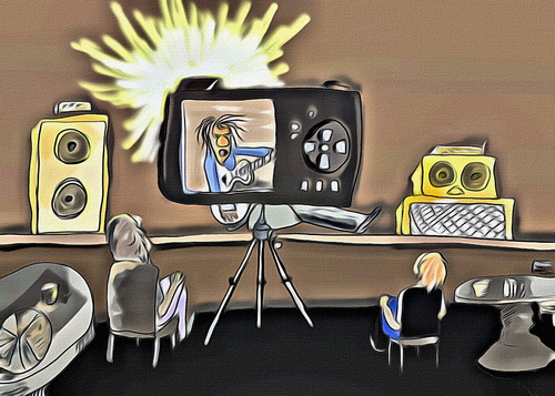 Cartoon: Pocket cameras (medium) by tonyp tagged camera,ipad,music,dreams,cartoons,wacom,arptoons,arp