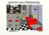 Cartoon: Jamming Wednesdays (small) by tonyp tagged arp music locals guitars singing drinking