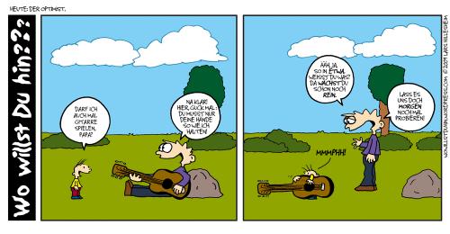 Cartoon: Der Optimist (medium) by The Ripple Brook tagged baby,gitarre,musik,reinwachsen