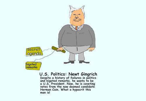Cartoon: Newt Gingrich the hypocrite (medium) by Cocotero tagged politics,elections