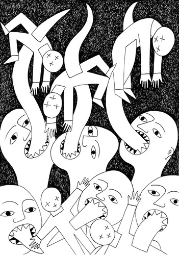 Cartoon: A good tongue lashing. (medium) by baggelboy tagged death,talk,tongue